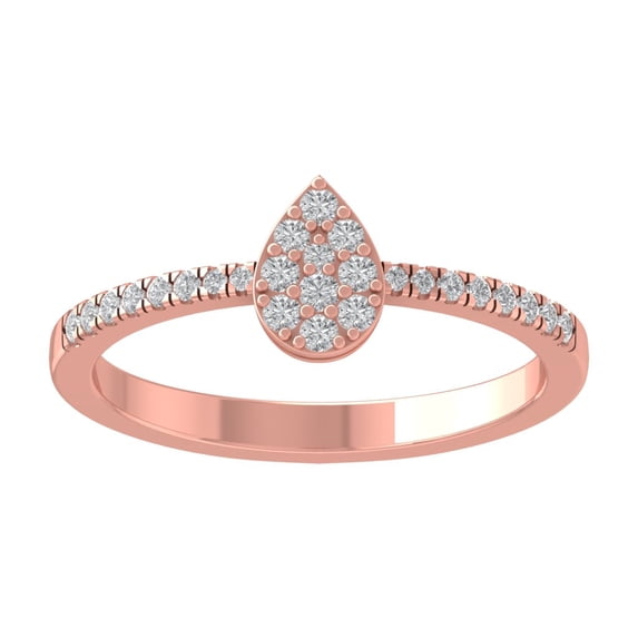 Araiya 14K Rose Gold Diamond Pear Shape Ring (1/5 cttw, I-J Color, I2-I3 Clarity), Size 10