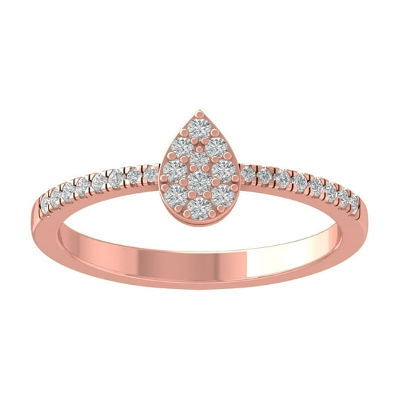 Araiya 14K Rose Gold Diamond Pear Shape Ring (1/5 cttw, I-J Color, I2-I3 Clarity), Size 7.5