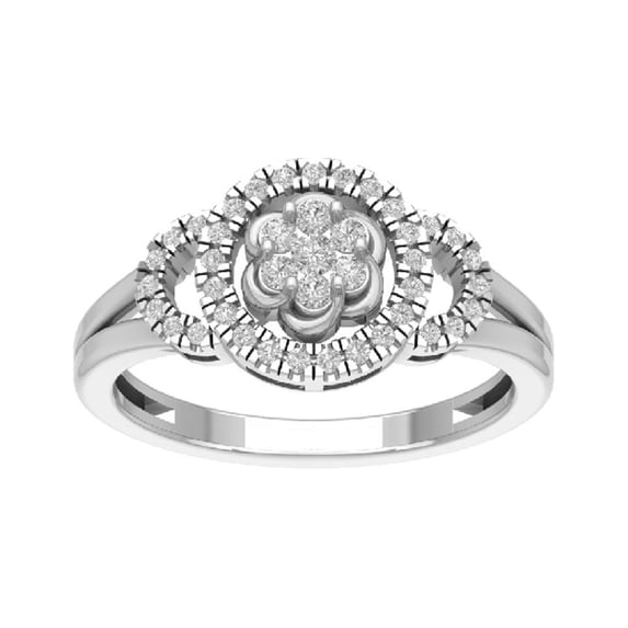 Araiya 14K White Gold Cluster Diamond Halo Band Ring (1/3 cttw, I-J Color, I2-I3 Clarity), Size 9