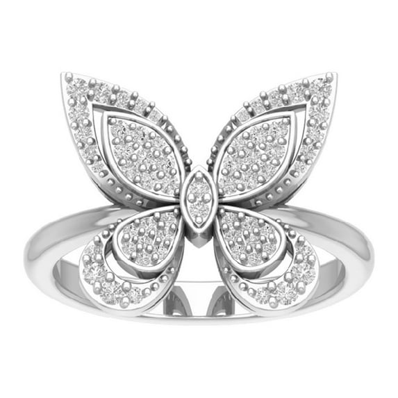 Araiya 14K White Gold Diamond Butterfly Cluster Ring (1/3 cttw, I-J Color, I2-I3 Clarity), Size 5