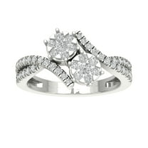 Araiya 14K White Gold Diamond Bypass Band Ring (3/4 cttw, I-J Color, I2-I3 Clarity), Size 7