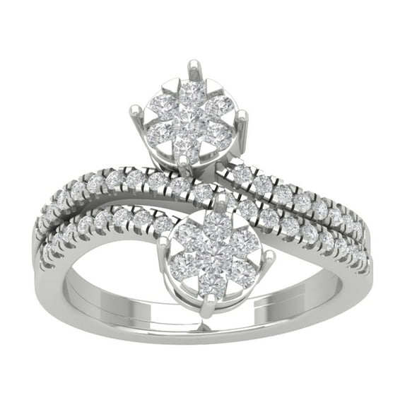 Araiya 14K White Gold Diamond Bypass Band Ring (7/8 cttw, I-J Color, I2-I3 Clarity), Size 9.5
