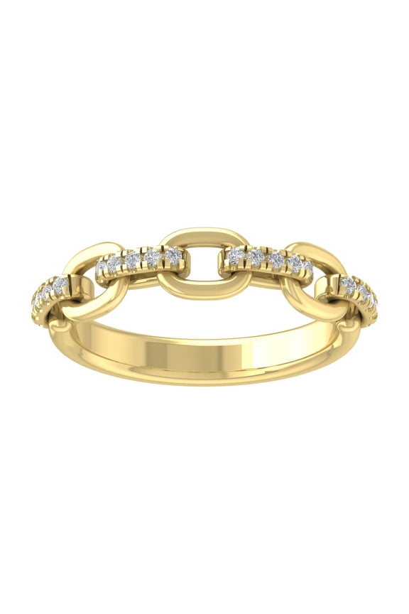 14K White Gold Diamond Chain Link Band Ring (1/5 cttw, I-J Color, I2-I3 Clarity), Size 8