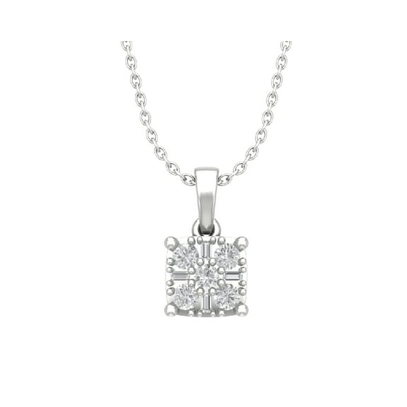 Araiya 14K White Gold Diamond Cluster Pendant with Sterling Silver Chain Necklace (1/3 cttw, I-J Color, I2-I3 Clarity), 18"
