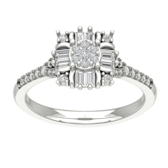 Araiya 14K White Gold Diamond Cluster Ring (1/2 cttw, I-J Color, I2-I3 Clarity), Size 10