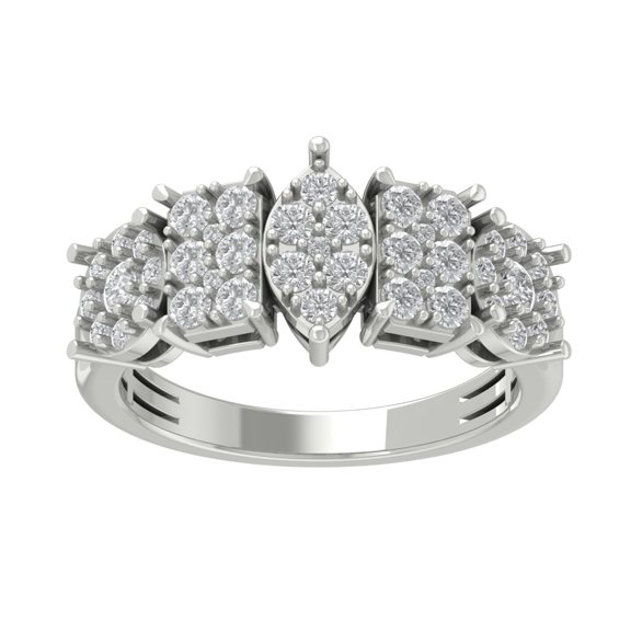 Araiya 14K White Gold Diamond Cluster Ring for Women (1 cttw, I-J Color, I2-I3 Clarity), Size 7