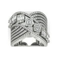 thumbnail image 1 of Araiya 14K White Gold Diamond Cocktail Criss Cross Band Ring for Women (1 1/2 cttw, I-J Color, I2-I3 Clarity), Size 7, 1 of 3
