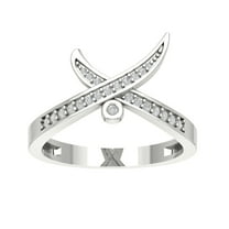 Araiya 14K White Gold Diamond Criss Cross Band Ring (1/6 cttw, I-J Color, I2-I3 Clarity), Size 7