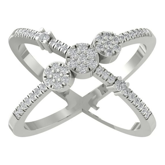 Araiya 14K White Gold Diamond Criss Cross Band Ring for Women (1/3 cttw, I-J Color, I2-I3 Clarity), Size 5.5