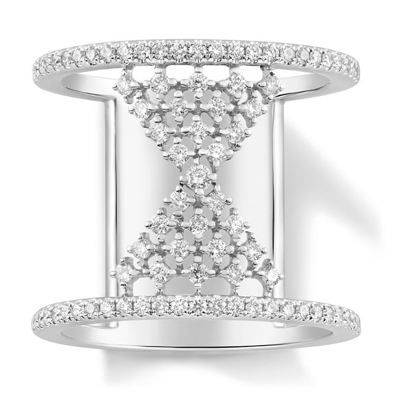 Araiya 14K White Gold Diamond Extra Wide Fashion Band Ring (1/2 cttw, I-J Color, I2-I3 Clarity), Size 7