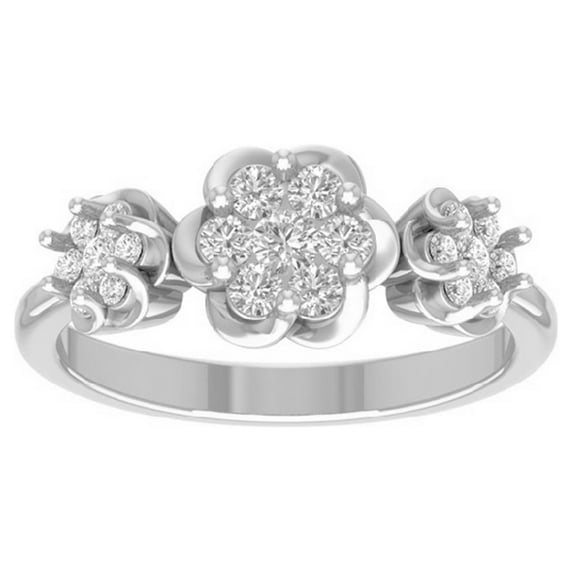 Araiya 14K White Gold Diamond Flower Band Ring (1/2 cttw, I-J Color, I2-I3 Clarity), Size 9.5
