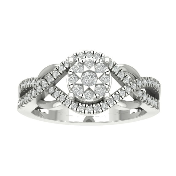 Araiya 14K White Gold Diamond Halo Band Ring (1/2 cttw, I-J Color, I2-I3 Clarity), Size 6