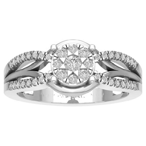 Araiya 14K White Gold Diamond Halo Band Ring (3/8 cttw, I-J Color, I2-I3 Clarity), Size 7