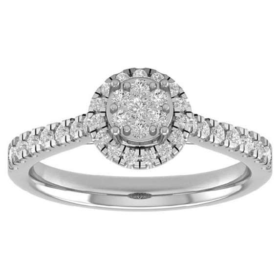 Araiya 14K White Gold Diamond Halo Band Ring (5/8 cttw, I-J Color, I2-I3 Clarity), Size 8