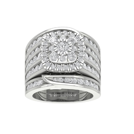 Araiya 14K White Gold Diamond Halo Band Ring for Women (3 cttw, I-J Color, I2-I3 Clarity), Size 5