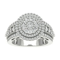 Araiya 14K White Gold Diamond Halo Cluster Ring for Women (1 1/3 cttw, I-J Color, I2-I3 Clarity), Size 7
