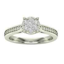 Araiya 14K White Gold Diamond Halo Cluster Ring for Women (1/2 cttw, I-J Color, I2-I3 Clarity), Size 7