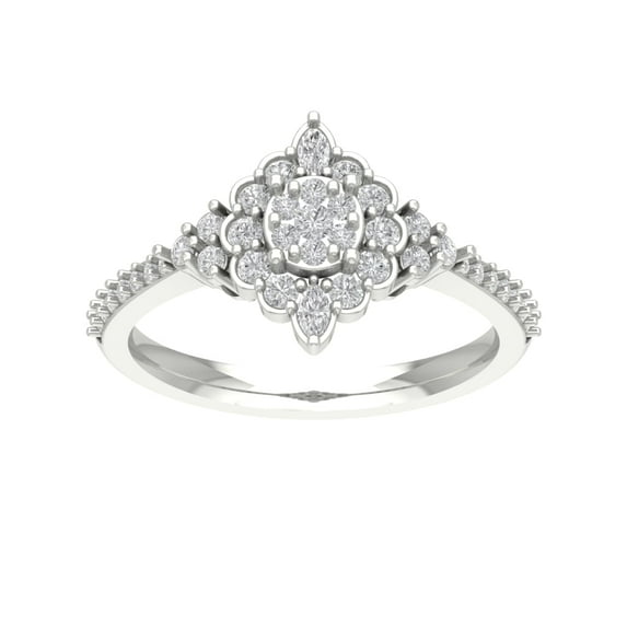 Araiya 14K White Gold Diamond Halo Flower Shape Ring (5/8 cttw, I-J Color, I2-I3 Clarity), Size 7.5