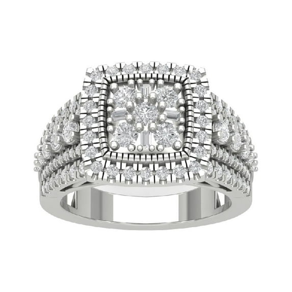 Araiya 14K White Gold Diamond Halo Ring for Women (1 1/2 cttw, I-J Color, I2-I3 Clarity), Size 5.5