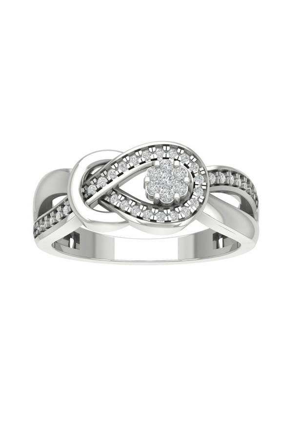 14K White Gold Diamond Infinity Ring for Women (1/4 cttw, I-J Color, I2-I3 Clarity), Size 7.5