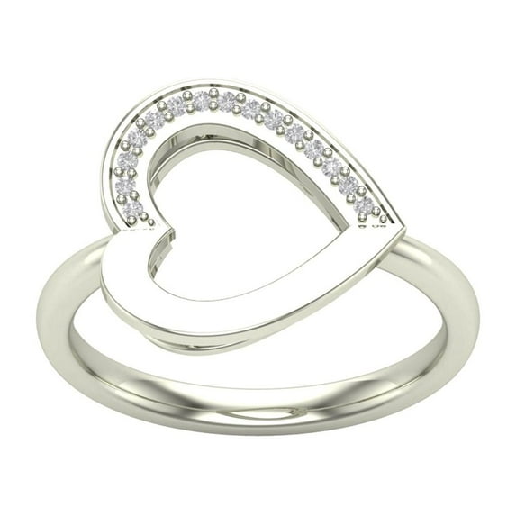 Araiya 14K White Gold Diamond Open Heart Ring for Women (1/10 cttw, I-J Color, I2-I3 Clarity), Size 5