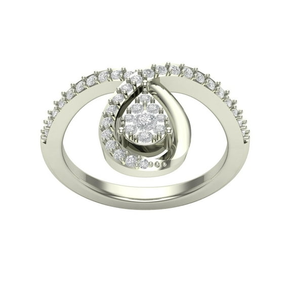 Araiya 14K White Gold Diamond Pear Shape Band Ring (1/2 cttw, I-J Color, I2-I3 Clarity), Size 9.5