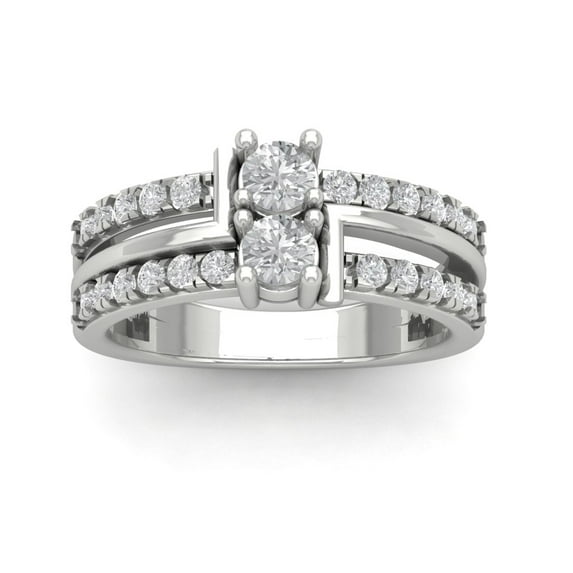 Araiya 14K White Gold Diamond Side Stone Band Ring for Women (1 cttw, I-J Color, I2-I3 Clarity), Size 6