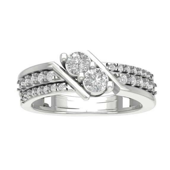 Araiya 14K White Gold Diamond Side Stone Band Ring for Women (3/4 cttw, I-J Color, I2-I3 Clarity), Size 10