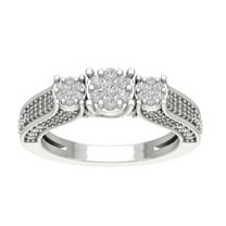 Araiya 14K White Gold Diamond Sidestone Ring for Women (1 cttw, I-J Color, I2-I3 Clarity), Size 7