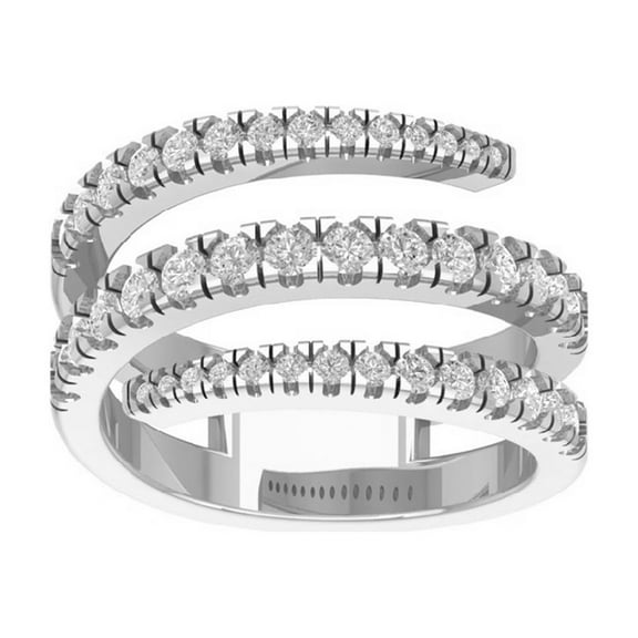 Araiya 14K White Gold Diamond Triple Wrap Ring for Women (1 cttw, I-J Color, I2-I3 Clarity), Size 7