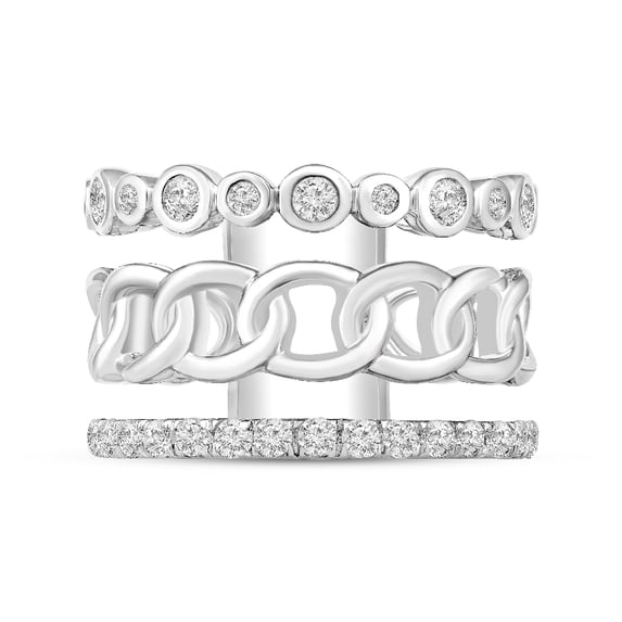 Araiya 14K White Gold Diamond Tripple Row Band Ring for Women (1 cttw, I-J Color, I2-I3 Clarity), Size 8.5