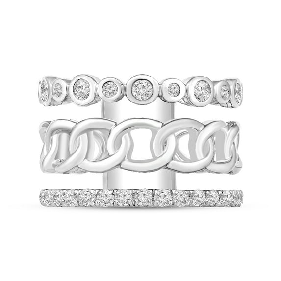 Araiya 14K White Gold Diamond Tripple Row Band Ring for Women (1 cttw, I-J Color, I2-I3 Clarity), Size 9