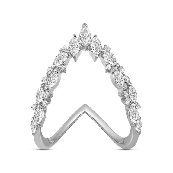 Araiya 14K White Gold Diamond V Shaped Band Ring for Women (1 cttw, I-J Color, I2-I3 Clarity), Size 7
