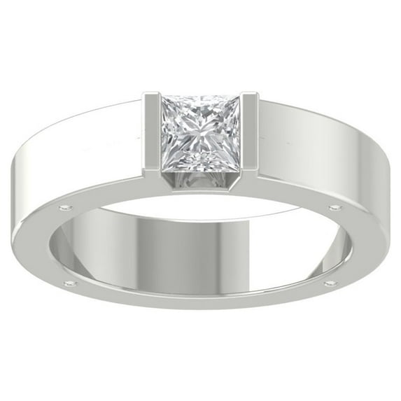 Araiya 14K White Gold Princess Cut Diamond Solitaire Band Ring (1/2 cttw, I-J Color, I2-I3 Clarity), Size 5.5