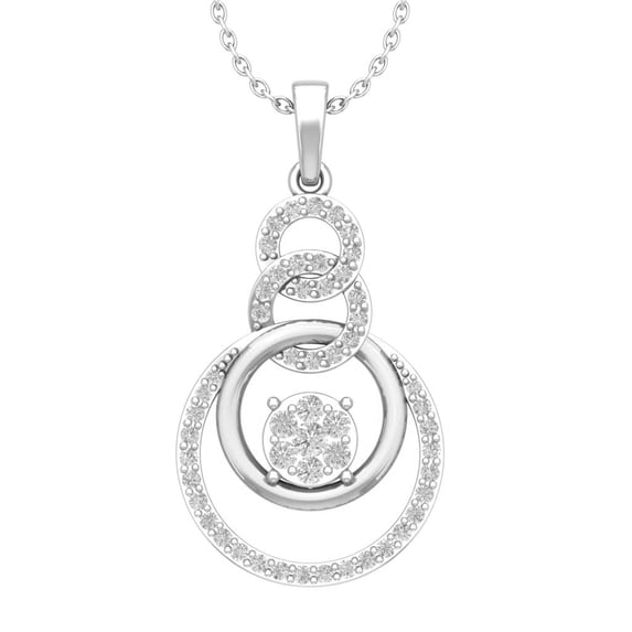 Araiya 14K White Gold Round Diamond Circle Drop Pendant with Sterling Silver Chain Necklace (1/2 cttw, I-J Color, I2-I3 Clarity), 18"