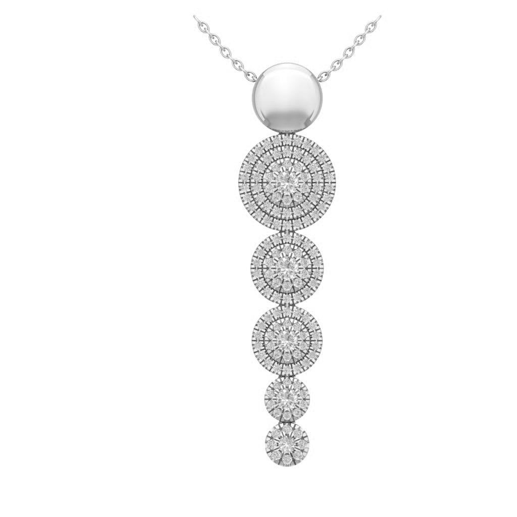 Araiya 14K White Gold Round Diamond Drop Pendant with Sterling Silver
