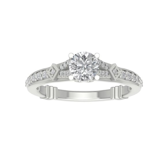 Araiya 14K White Gold Round Diamond Engagement Ring (5/8 cttw, I-J Color, I2-I3 Clarity), Size 10