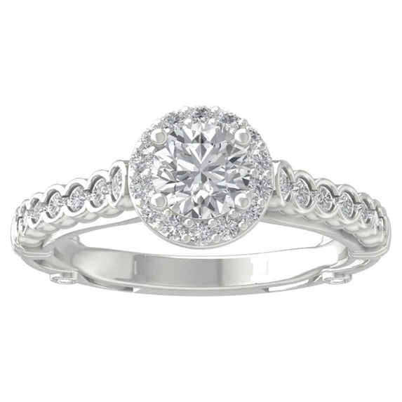 Araiya 14K White Gold Round Diamond Halo Engagement Ring (1 1/4 cttw, I-J Color, I2-I3 Clarity), Size 9