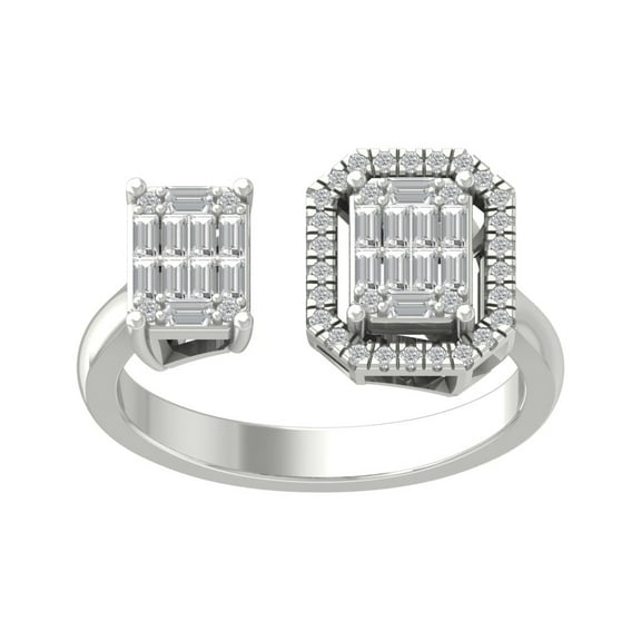 Araiya 14K White Gold Round and Baguette-shape Diamond Fashion Band Ring (3/8 cttw, I-J Color, I2-I3 Clarity), Size 10