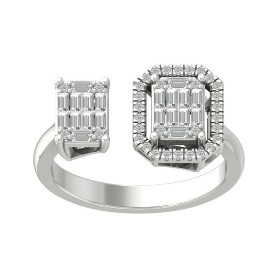 Araiya 14K White Gold Round and Baguette-shape Diamond Fashion Band Ring (3/8 cttw, I-J Color, I2-I3 Clarity), Size 7.5