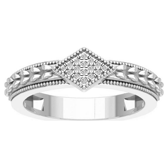 Araiya 14K White Gold Vintage Diamond Ring for Women (1/20 cttw, I-J Color, I2-I3 Clarity), Size 5.5