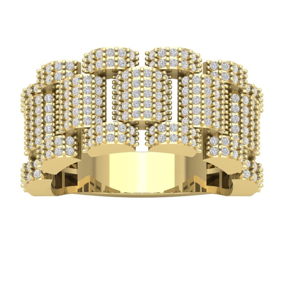 Araiya 14K Yellow Gold Chain Link Mens Diamond Band Ring for Women (1 3/8 cttw, I-J Color, I2-I3 Clarity), Size 7