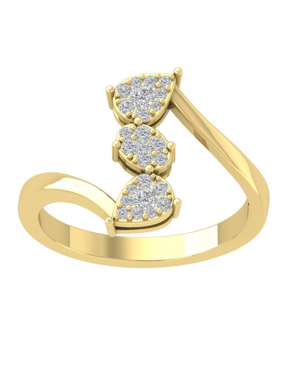 14K Yellow Gold Cluster Diamond Wedding Space Band Ring (1/4 cttw, I-J Color, I2-I3 Clarity), Size 7
