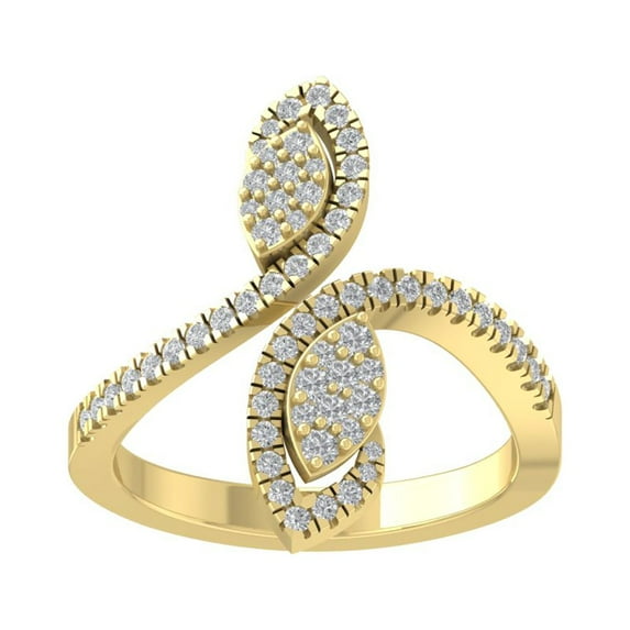 Araiya 14K Yellow Gold Diamond Bypass Band Ring (1/2 cttw, I-J Color, I2-I3 Clarity), Size 7.5