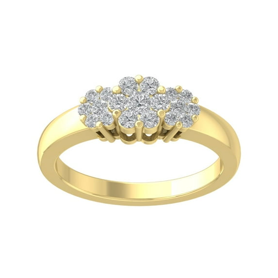 Araiya 14K Yellow Gold Diamond Cluster Band Ring (1/2 cttw, I-J Color, I2-I3 Clarity), Size 7