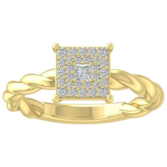 Araiya 14K Yellow Gold Diamond Cluster Band Ring (1/3 cttw, I-J Color, I2-I3 Clarity), Size 6.5