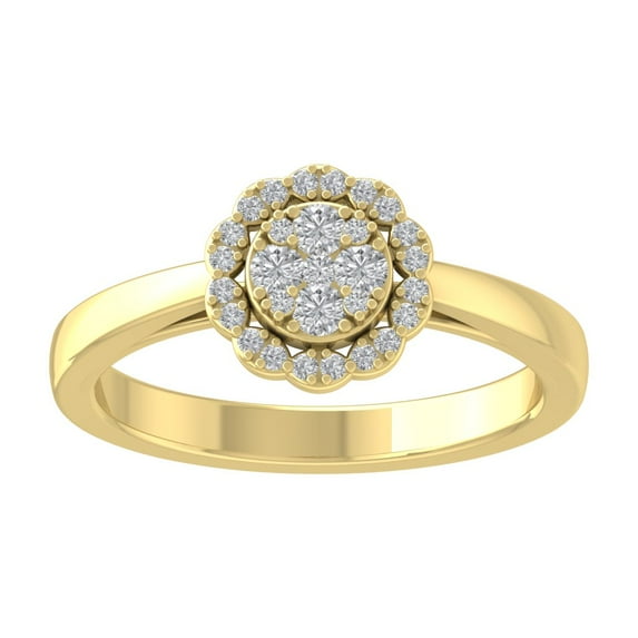 Araiya 14K Yellow Gold Diamond Cluster Ring (1/4 cttw, I-J Color, I2-I3 Clarity), Size 8.5
