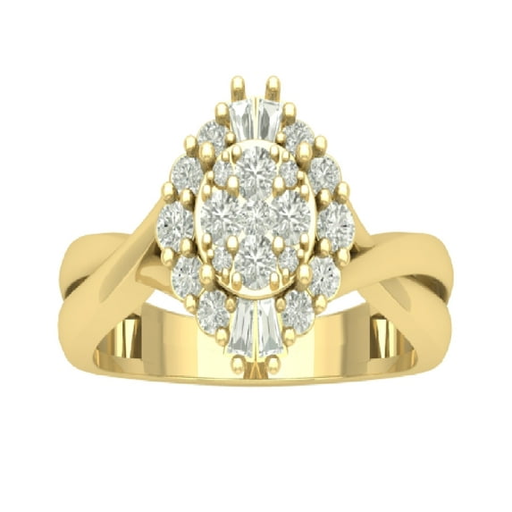 Araiya 14K Yellow Gold Diamond Cluster Round Ring (1/2 cttw, I-J Color, I2-I3 Clarity), Size 10