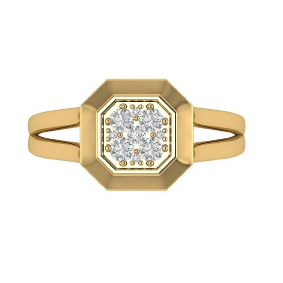 Araiya 14K Yellow Gold Diamond Cluster Square Ring for Women (1/4 cttw, I-J Color, I2-I3 Clarity), Size 6