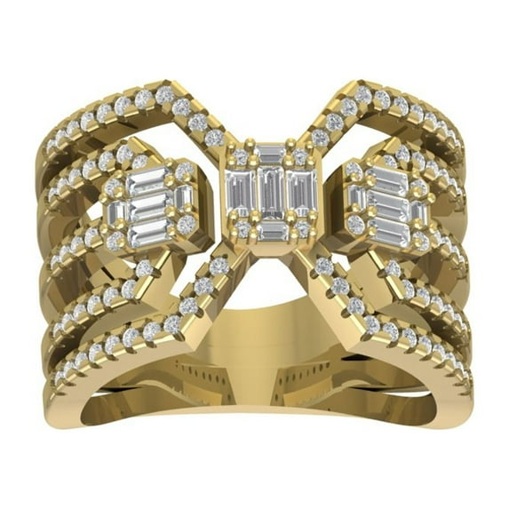 Araiya 14K Yellow Gold Diamond Cocktail Band Ring for Women (3/4 cttw, I-J Color, I2-I3 Clarity), Size 5.5